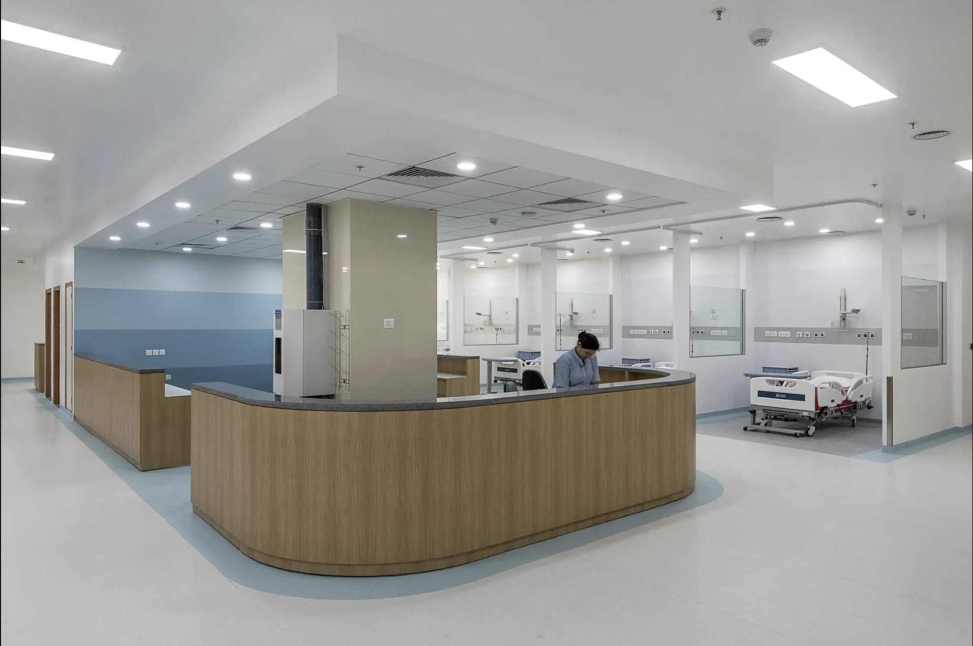 Reception desk in a clinic waiting area